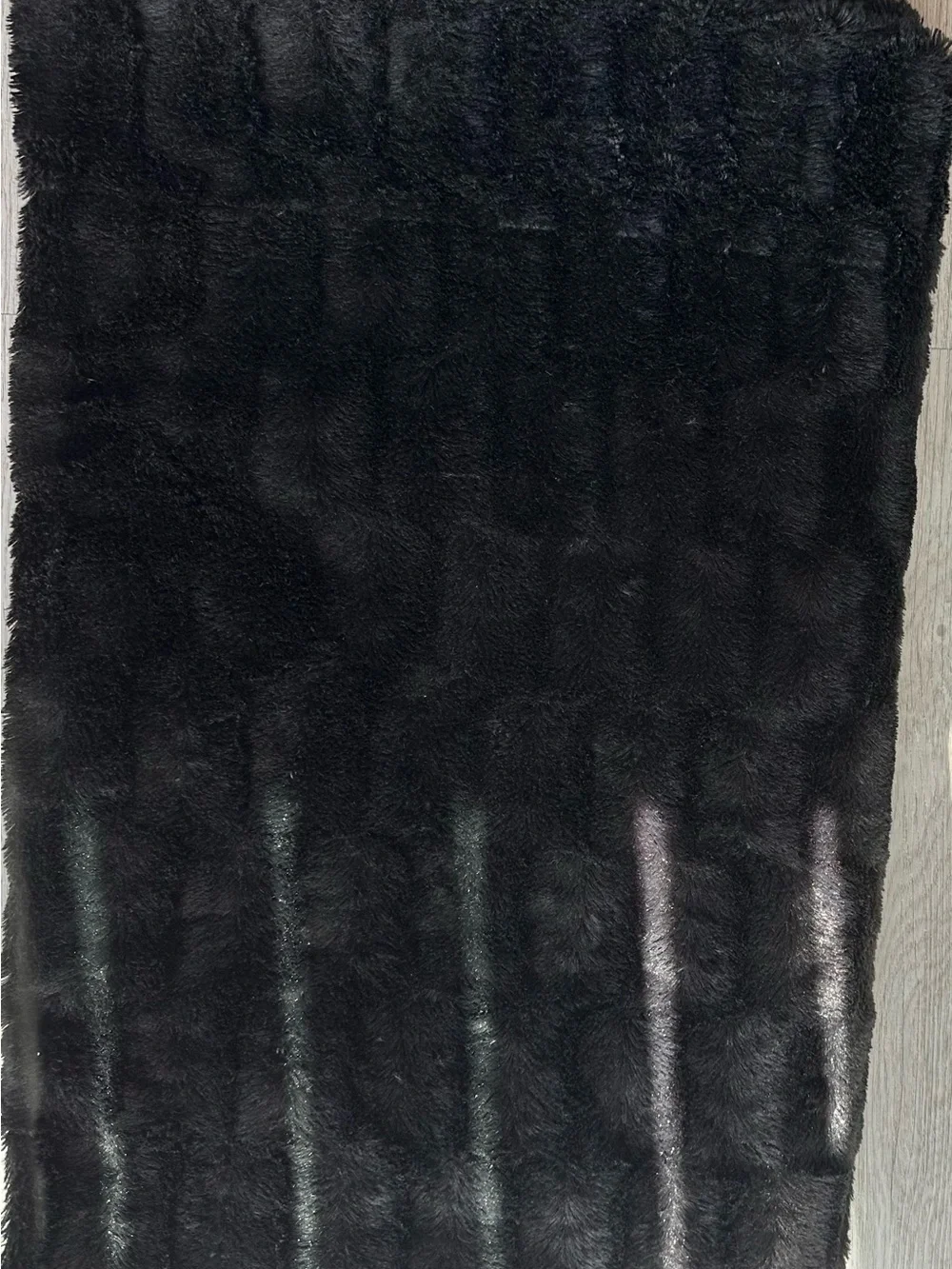 Plush Black Faux Fur Throw Blanket
